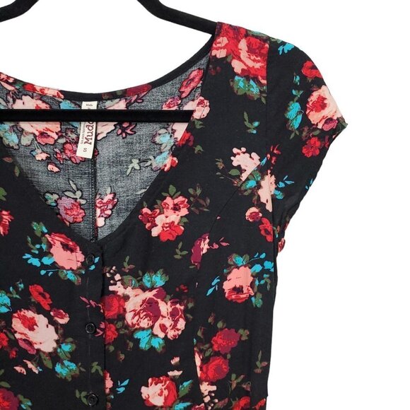 🚨073 Mudd Floral V Neck Black  Mini Dress - Picture 3 of 7